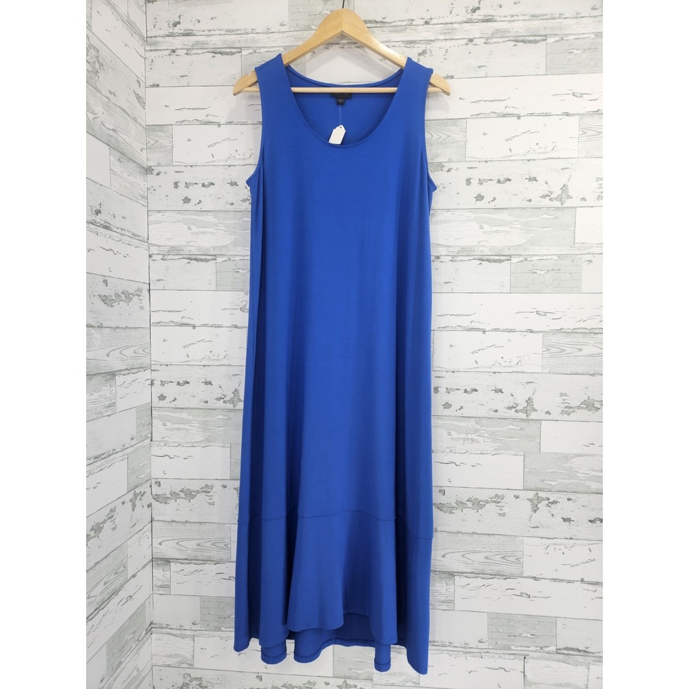 J Jill Wearever Royal Blue Sleeveless Maxi Dress Tiered Flounce Hem Medium
